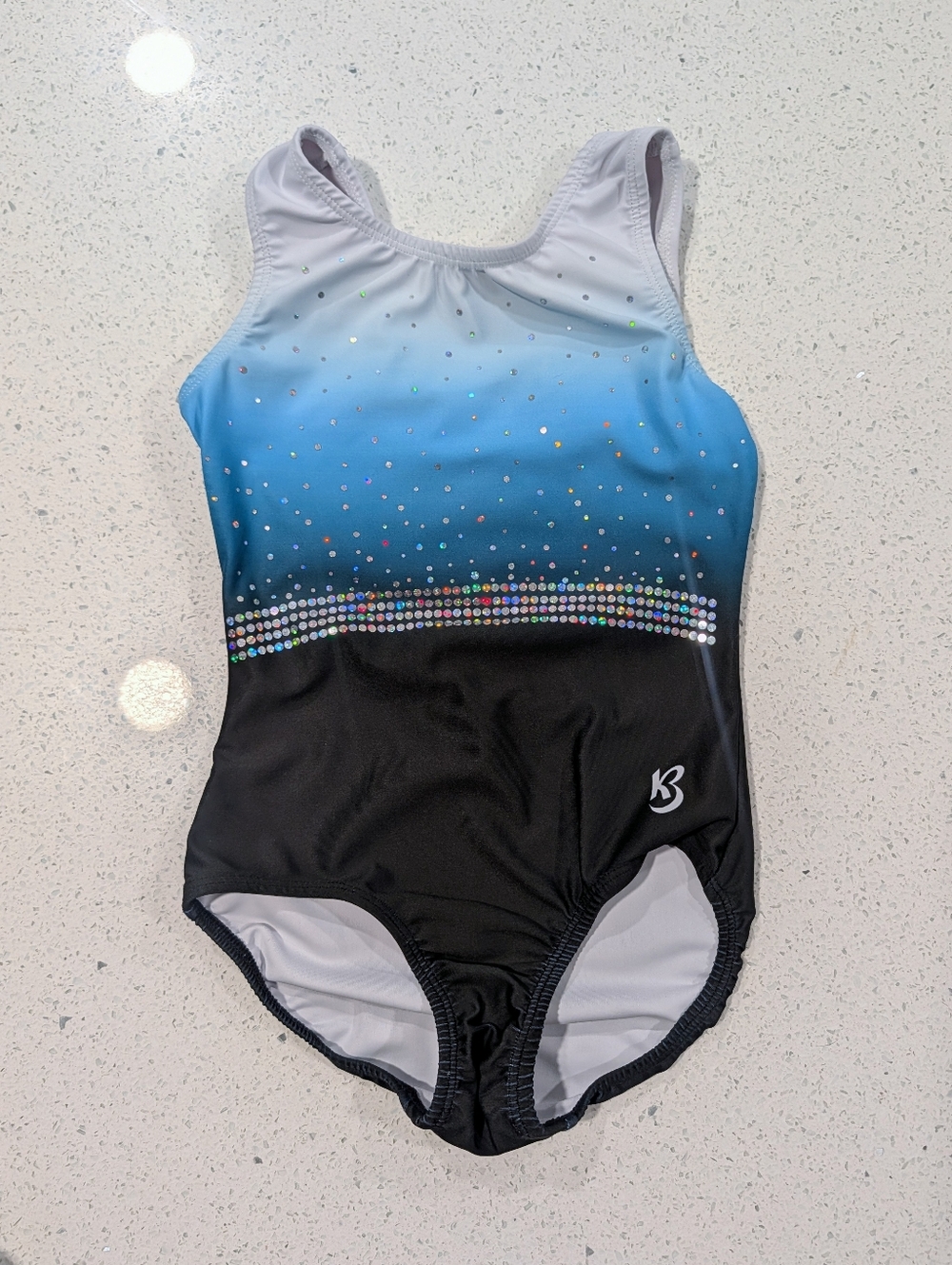 COMPETITION KBee Child Medium 9/10 Gymnastics Dance Leotard Blue Ombre Momentum